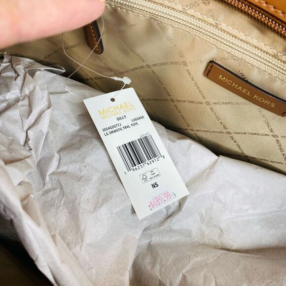 Michael Kors Women's Gilly Logo Jacquard Large Drawstring Travel Tote - Picture 8 of 11